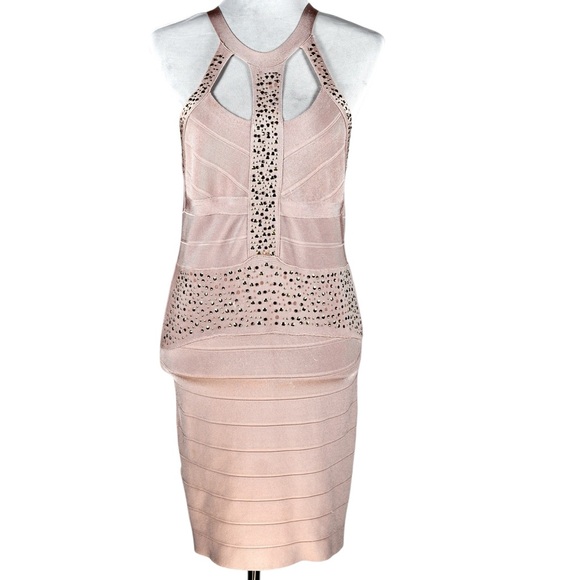 Bebe Misty Rose Embellished Bandage Bodycon Dress – Size M - Picture 3 of 16